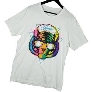 Newegg Men's Rainbow Tiger Graphic T-Shirt Sz XL IT Tech PC Master Race White